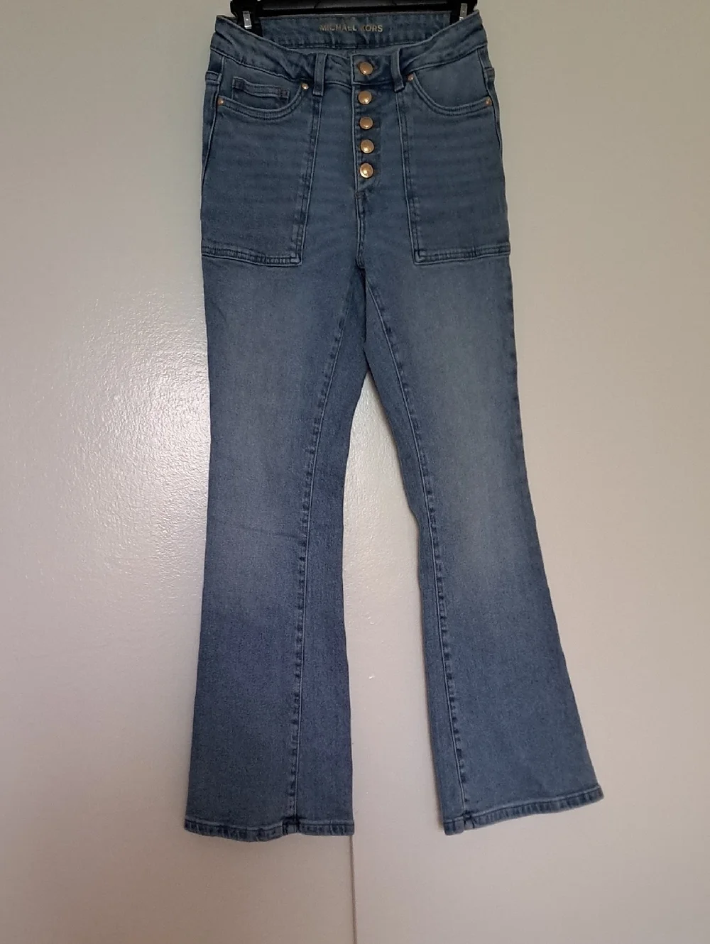 Michael Kors High Rise Light Blue Jeans with Gold Accents